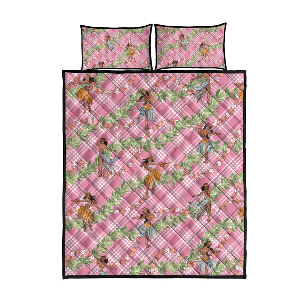 Lokelani Pink Palaka Hula Girls Seamless Hawaii Aloha Quilt Bed Set LT7 - Polynesian Pride