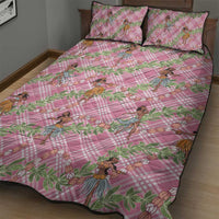 Lokelani Pink Palaka Hula Girls Seamless Hawaii Aloha Quilt Bed Set LT7 - Polynesian Pride