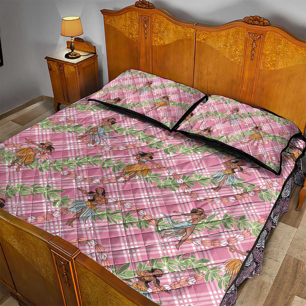 Lokelani Pink Palaka Hula Girls Seamless Hawaii Aloha Quilt Bed Set LT7 - Polynesian Pride