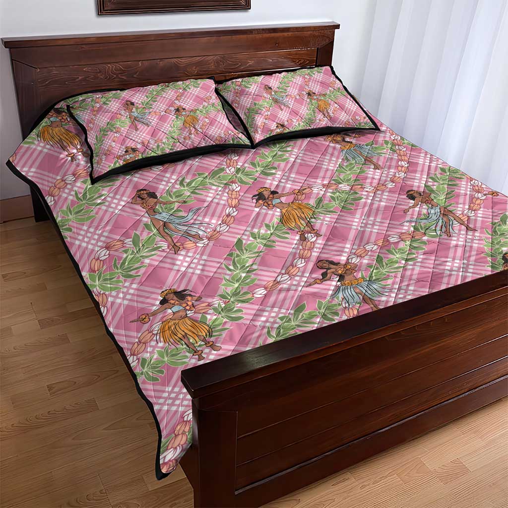 Lokelani Pink Palaka Hula Girls Seamless Hawaii Aloha Quilt Bed Set LT7 - Polynesian Pride