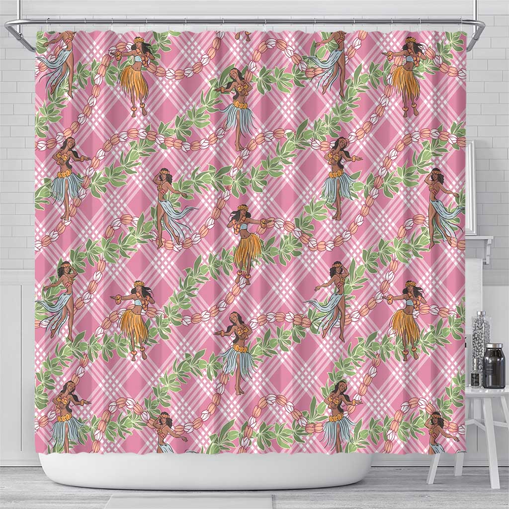 Lokelani Pink Palaka Hula Girls Seamless Hawaii Aloha Shower Curtain - Polynesian Pride