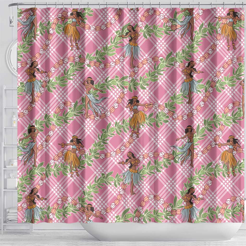 Lokelani Pink Palaka Hula Girls Seamless Hawaii Aloha Shower Curtain - Polynesian Pride