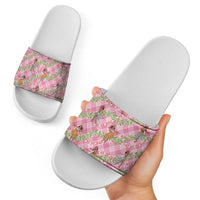 Lokelani Pink Palaka Hula Girls Seamless Hawaii Aloha Slide Sandals - Polynesian Pride