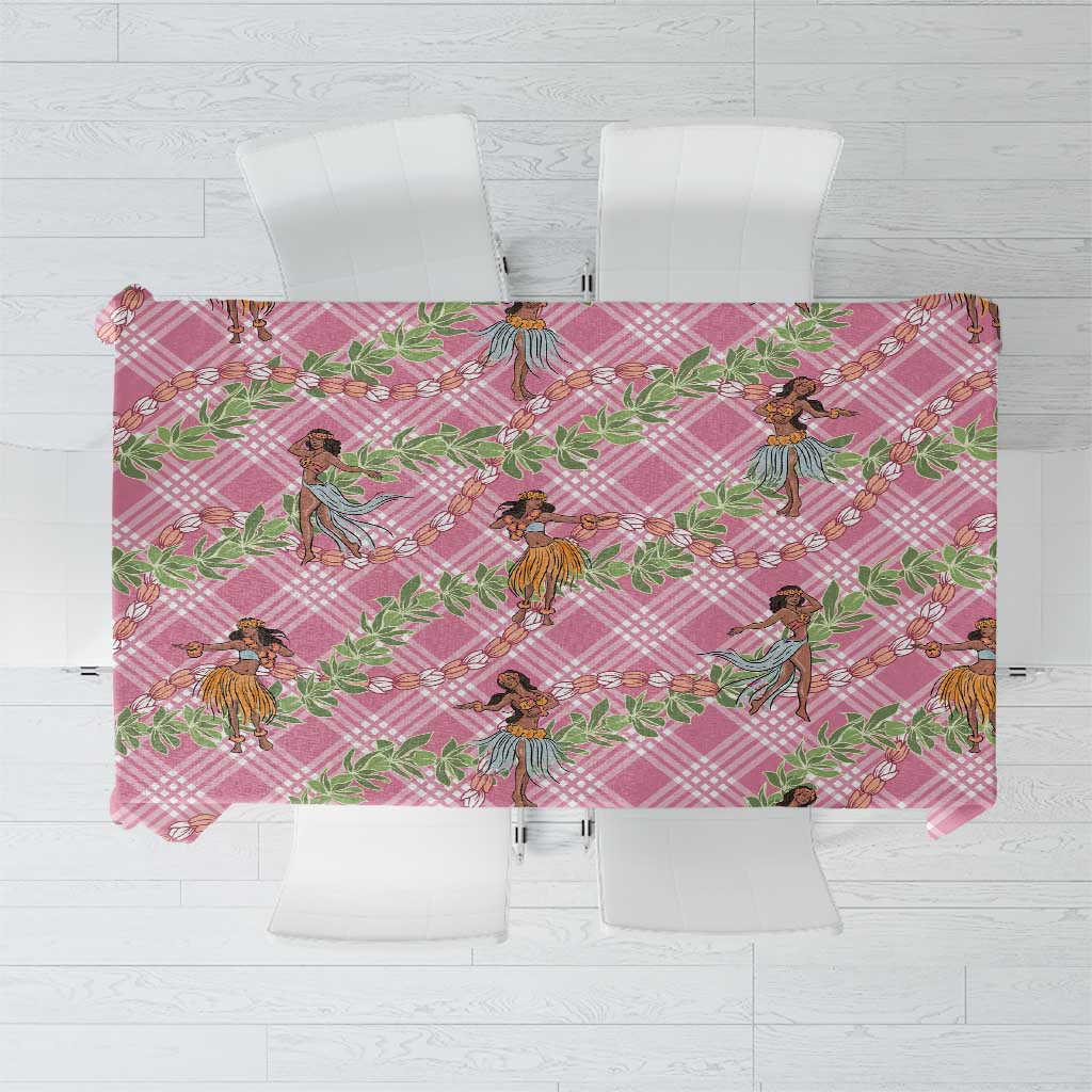 Lokelani Pink Palaka Hula Girls Seamless Hawaii Aloha Tablecloth LT7 Pink - Polynesian Pride