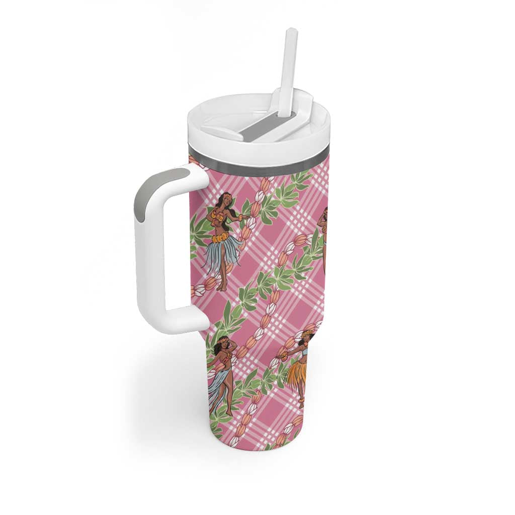 Lokelani Pink Palaka Hula Girls Seamless Hawaii Aloha Tumbler With Handle LT7 - Polynesian Pride