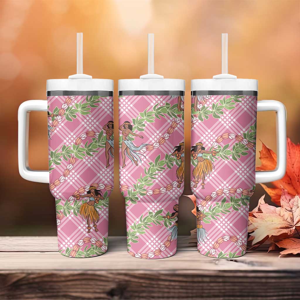 Lokelani Pink Palaka Hula Girls Seamless Hawaii Aloha Tumbler With Handle LT7 - Polynesian Pride