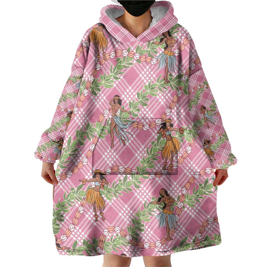 Lokelani Pink Palaka Hula Girls Seamless Hawaii Aloha Wearable Blanket Hoodie - Polynesian Pride