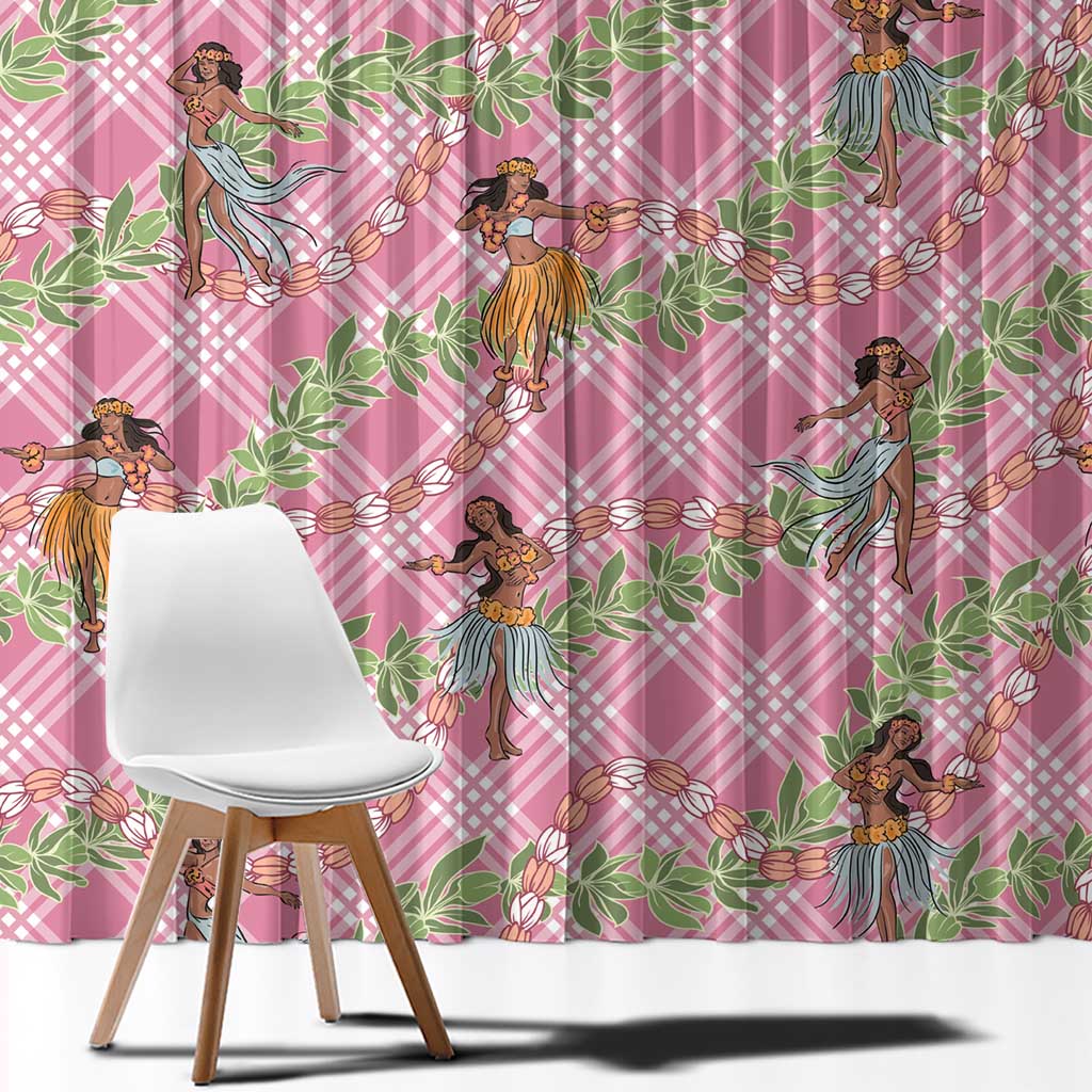 Lokelani Pink Palaka Hula Girls Seamless Hawaii Aloha Window Curtain - Polynesian Pride