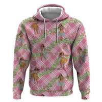 Lokelani Pink Palaka Hula Girls Seamless Hawaii Aloha Zip Hoodie - Polynesian Pride