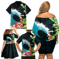 Tahiti Ia Orana Family Matching Off Shoulder Short Dress and Hawaiian Shirt Tahitian Vahine LT7 - Polynesian Pride