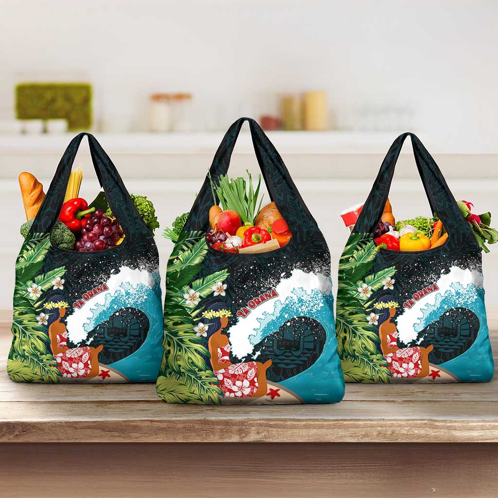 Tahiti Ia Orana Grocery Bag Tahitian Vahine LT7 3-pack One Size Colorful - Polynesian Pride