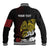 Personalized Papua New Guinea 50th Independence Anniversary Baseball Jacket Oro Tapa Mix Plumeria
