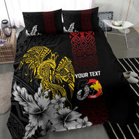 Personalized Papua New Guinea 50th Independence Anniversary Bedding Set Oro Tapa Mix Plumeria