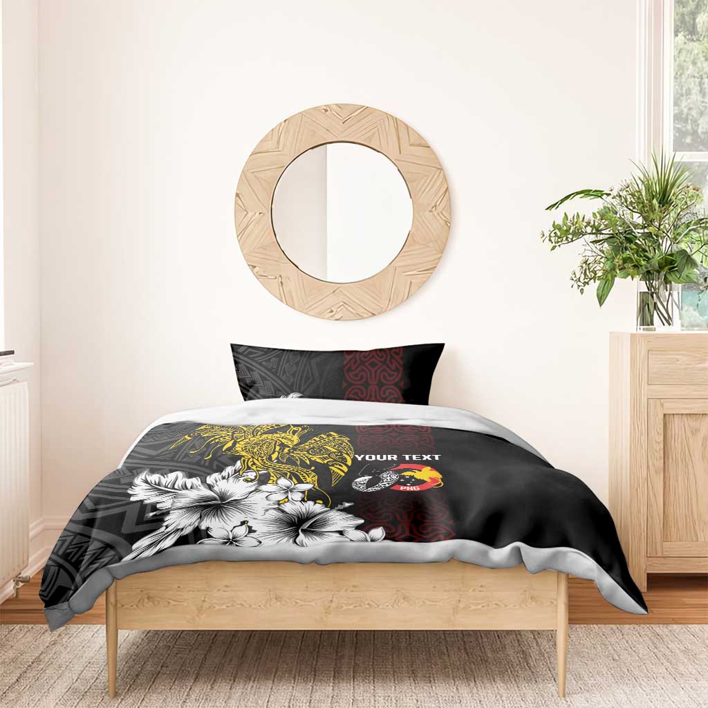 Personalized Papua New Guinea 50th Independence Anniversary Bedding Set Oro Tapa Mix Plumeria