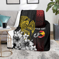 Personalized Papua New Guinea 50th Independence Anniversary Blanket Oro Tapa Mix Plumeria