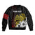 Personalized Papua New Guinea 50th Independence Anniversary Bomber Jacket Oro Tapa Mix Plumeria