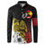 Personalized Papua New Guinea 50th Independence Anniversary Button Sweatshirt Oro Tapa Mix Plumeria