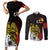 Personalized Papua New Guinea 50th Independence Anniversary Couples Matching Short Sleeve Bodycon Dress and Long Sleeve Button Shirt Oro Tapa Mix Plumeria