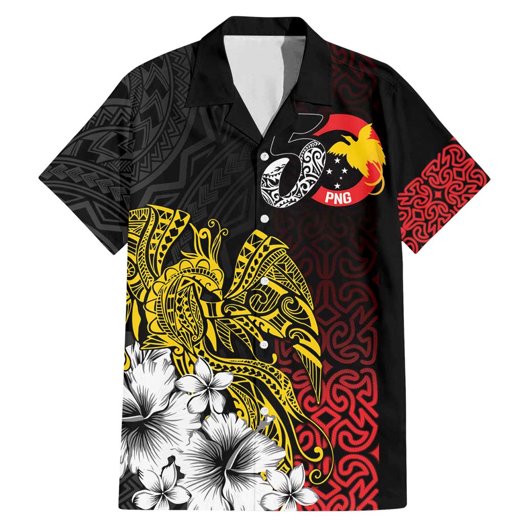 Personalized Papua New Guinea 50th Independence Anniversary Family Matching Mermaid Dress and Hawaiian Shirt Oro Tapa Mix Plumeria