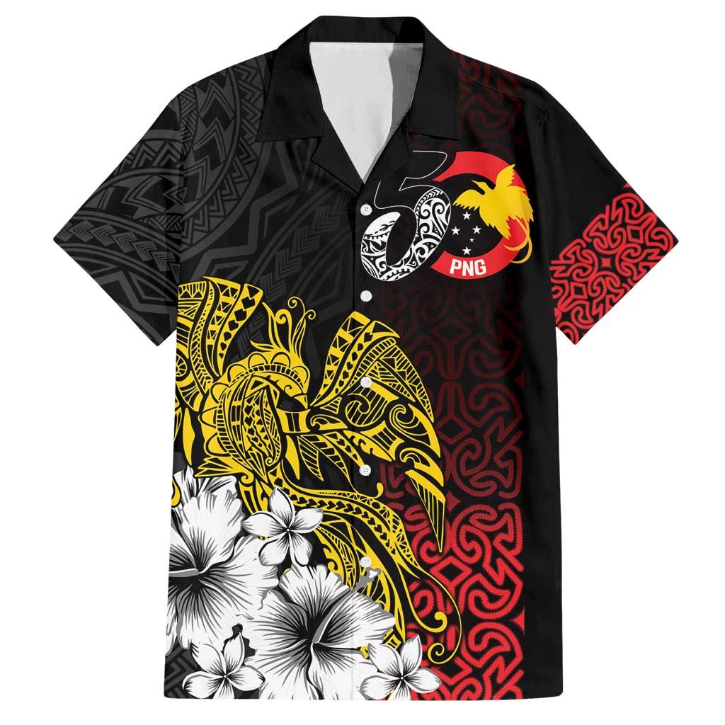 Personalized Papua New Guinea 50th Independence Anniversary Family Matching Tank Maxi Dress and Hawaiian Shirt Oro Tapa Mix Plumeria