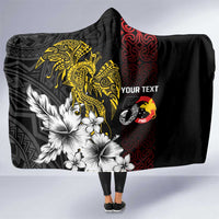 Personalized Papua New Guinea 50th Independence Anniversary Hooded Blanket Oro Tapa Mix Plumeria