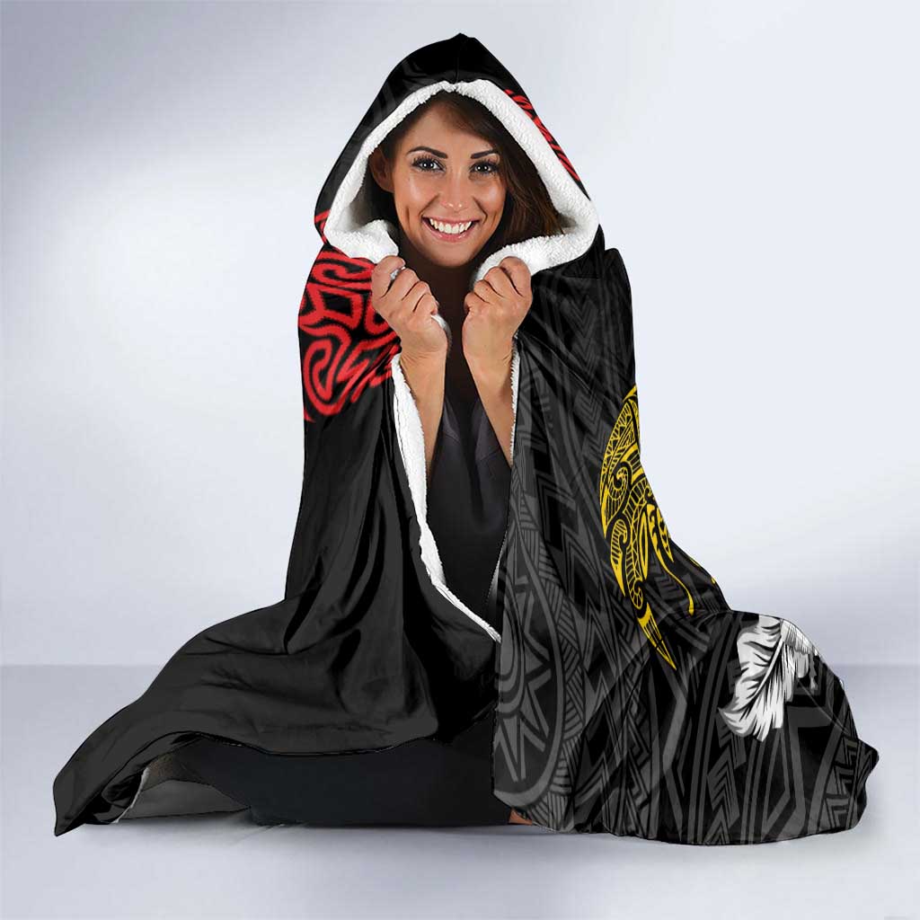 Personalized Papua New Guinea 50th Independence Anniversary Hooded Blanket Oro Tapa Mix Plumeria