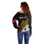 Personalized Papua New Guinea 50th Independence Anniversary Off Shoulder Sweater Oro Tapa Mix Plumeria