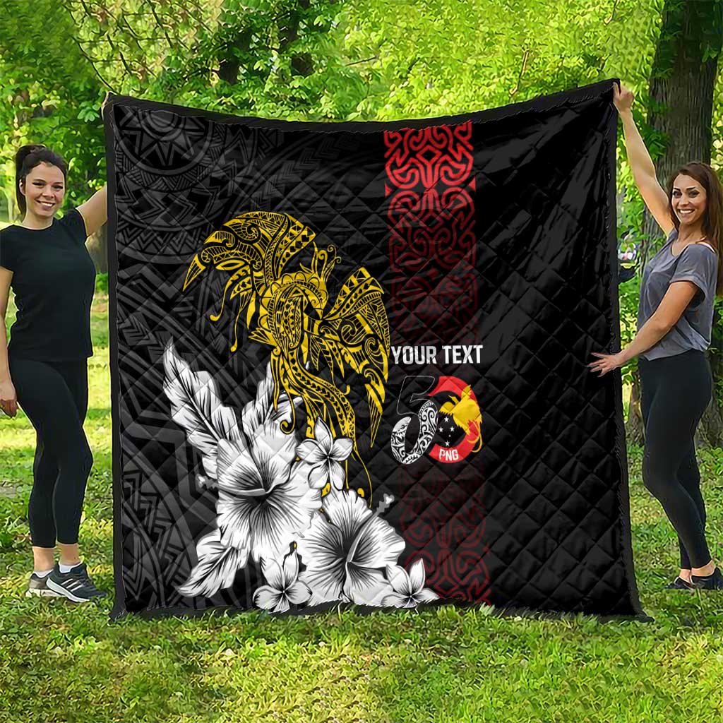 Personalized Papua New Guinea 50th Independence Anniversary Quilt Oro Tapa Mix Plumeria