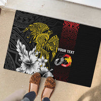 Personalized Papua New Guinea 50th Independence Anniversary Rubber Doormat Oro Tapa Mix Plumeria