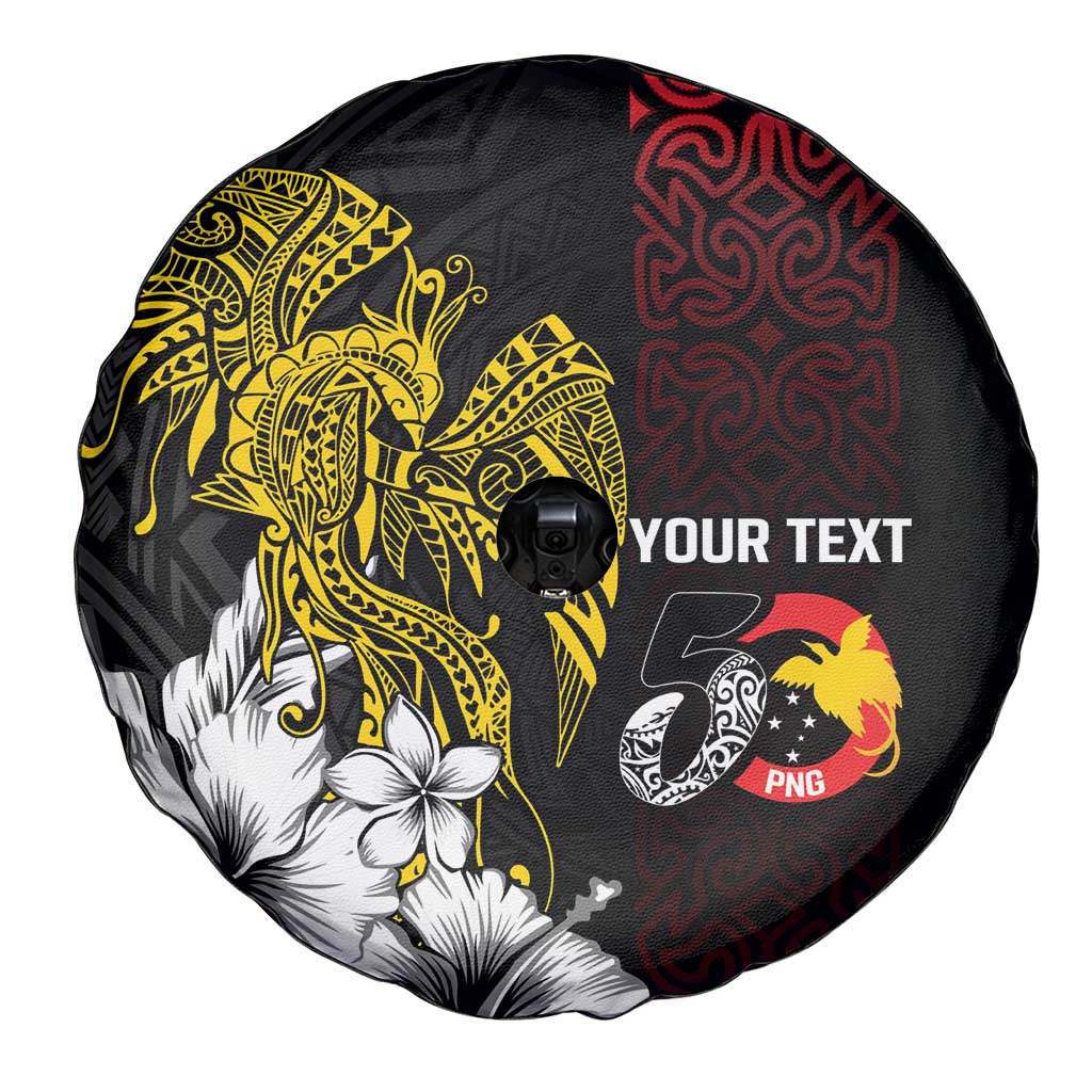 Personalized Papua New Guinea 50th Independence Anniversary Spare Tire Cover Oro Tapa Mix Plumeria
