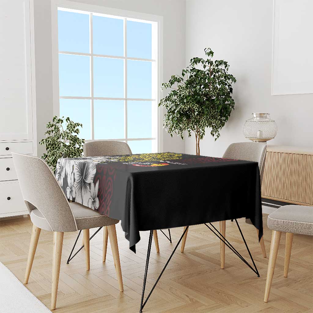 Personalized Papua New Guinea 50th Independence Anniversary Tablecloth Oro Tapa Mix Plumeria