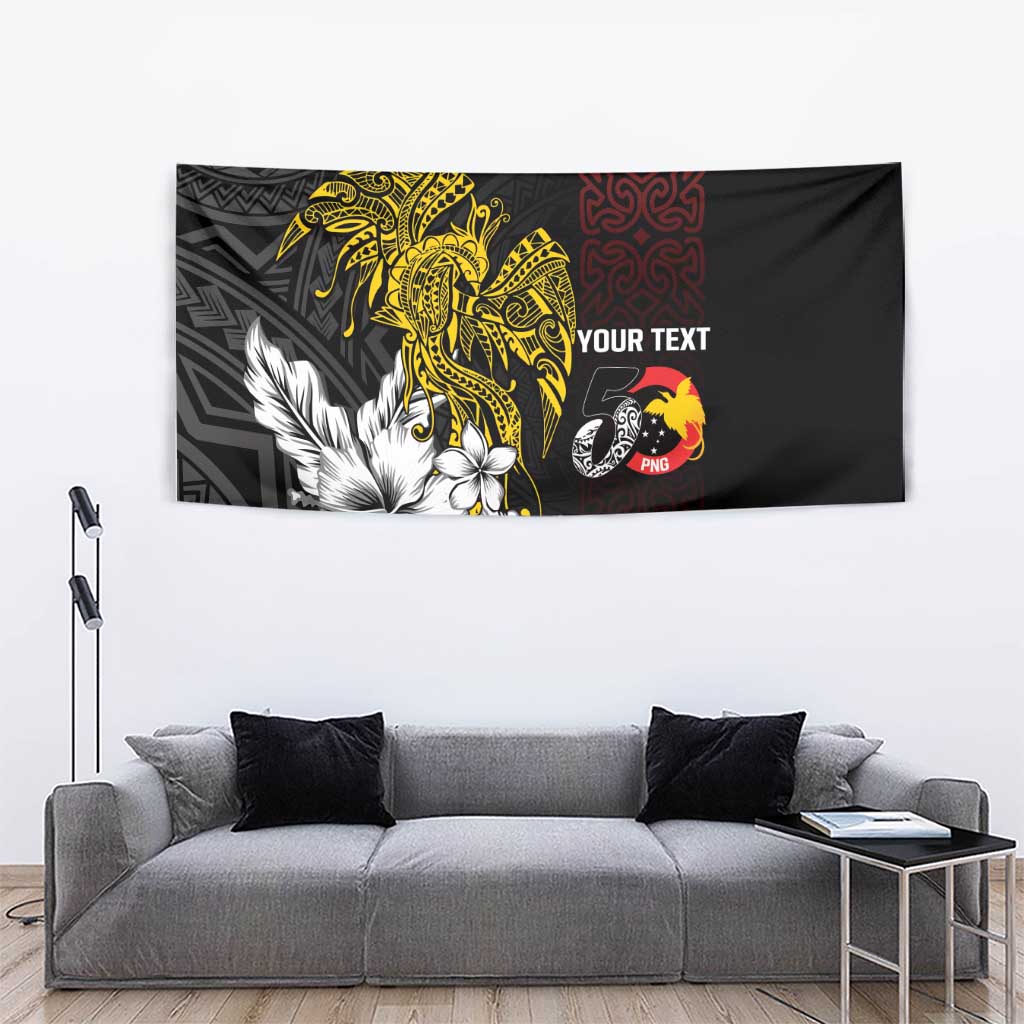 Personalized Papua New Guinea 50th Independence Anniversary Tapestry Oro Tapa Mix Plumeria