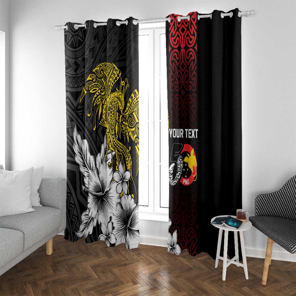 Personalized Papua New Guinea 50th Independence Anniversary Window Curtain Oro Tapa Mix Plumeria