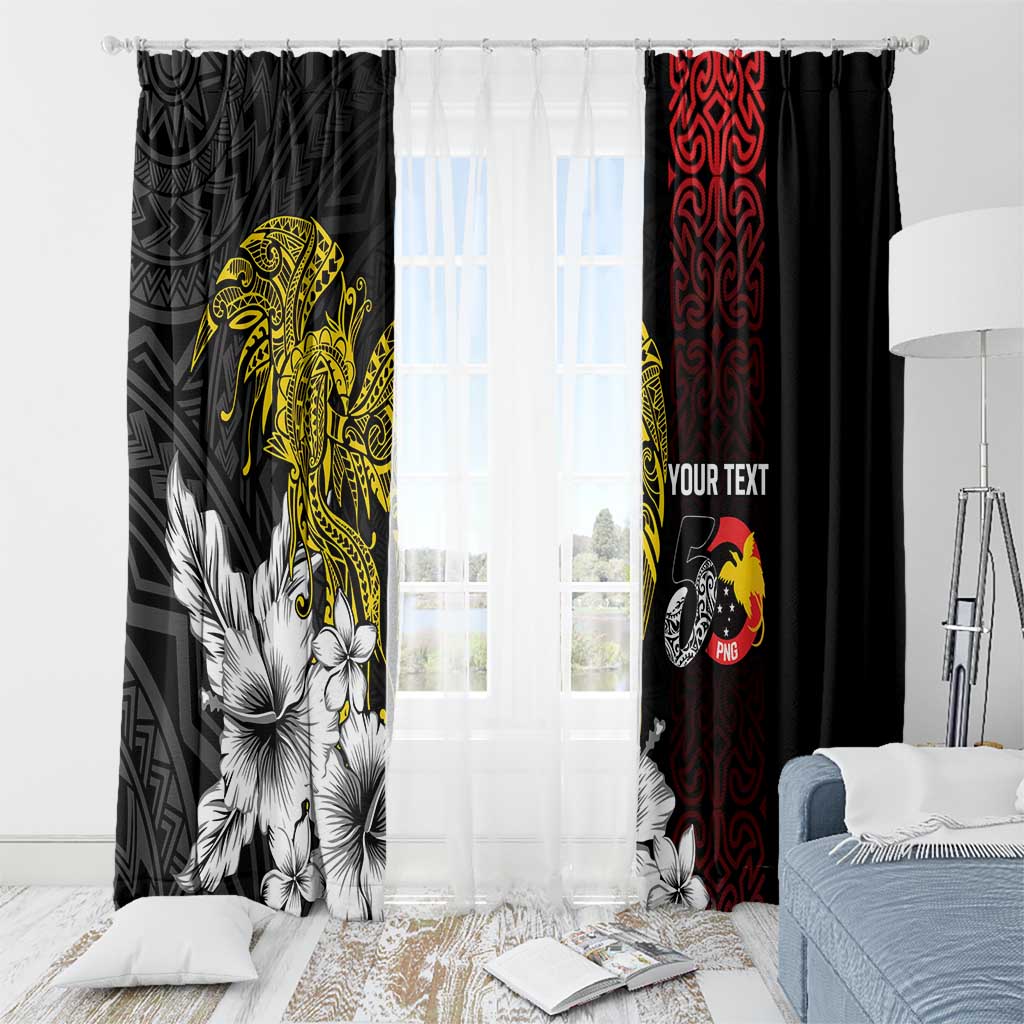 Personalized Papua New Guinea 50th Independence Anniversary Window Curtain Oro Tapa Mix Plumeria