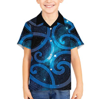 New Zealand Maori Matariki Family Matching Summer Maxi Dress and Hawaiian Shirt Galaxy Kowhaiwhai LT7 Son's Shirt Galaxy - Polynesian Pride