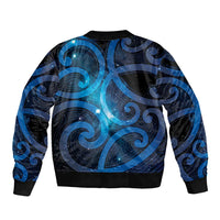 New Zealand Maori Matariki Sleeve Zip Bomber Jacket Galaxy Kowhaiwhai
