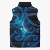 New Zealand Maori Matariki Sleeveless Puffer Jacket Galaxy Kowhaiwhai