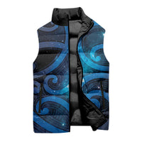 New Zealand Maori Matariki Sleeveless Puffer Jacket Galaxy Kowhaiwhai