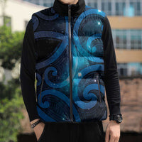 New Zealand Maori Matariki Sleeveless Puffer Jacket Galaxy Kowhaiwhai
