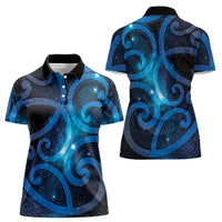 New Zealand Maori Matariki Women Polo Shirt Galaxy Kowhaiwhai