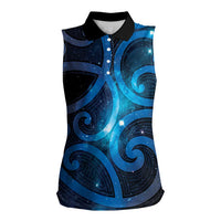 New Zealand Maori Matariki Women Sleeveless Polo Shirt Galaxy Kowhaiwhai