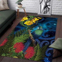 Tui Bird New Zealand Starry Sky Area Rug Maori Koru