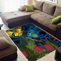 Tui Bird New Zealand Starry Sky Area Rug Maori Koru