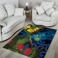 Tui Bird New Zealand Starry Sky Area Rug Maori Koru
