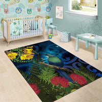 Tui Bird New Zealand Starry Sky Area Rug Maori Koru