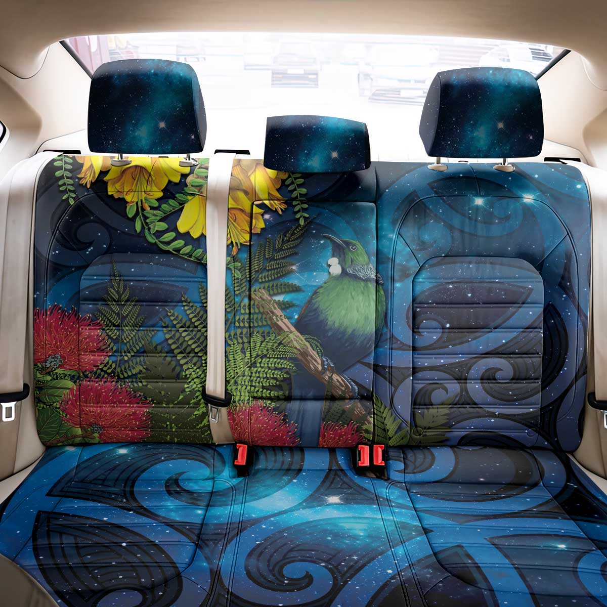 Tui Bird New Zealand Starry Sky Back Car Seat Cover Maori Koru