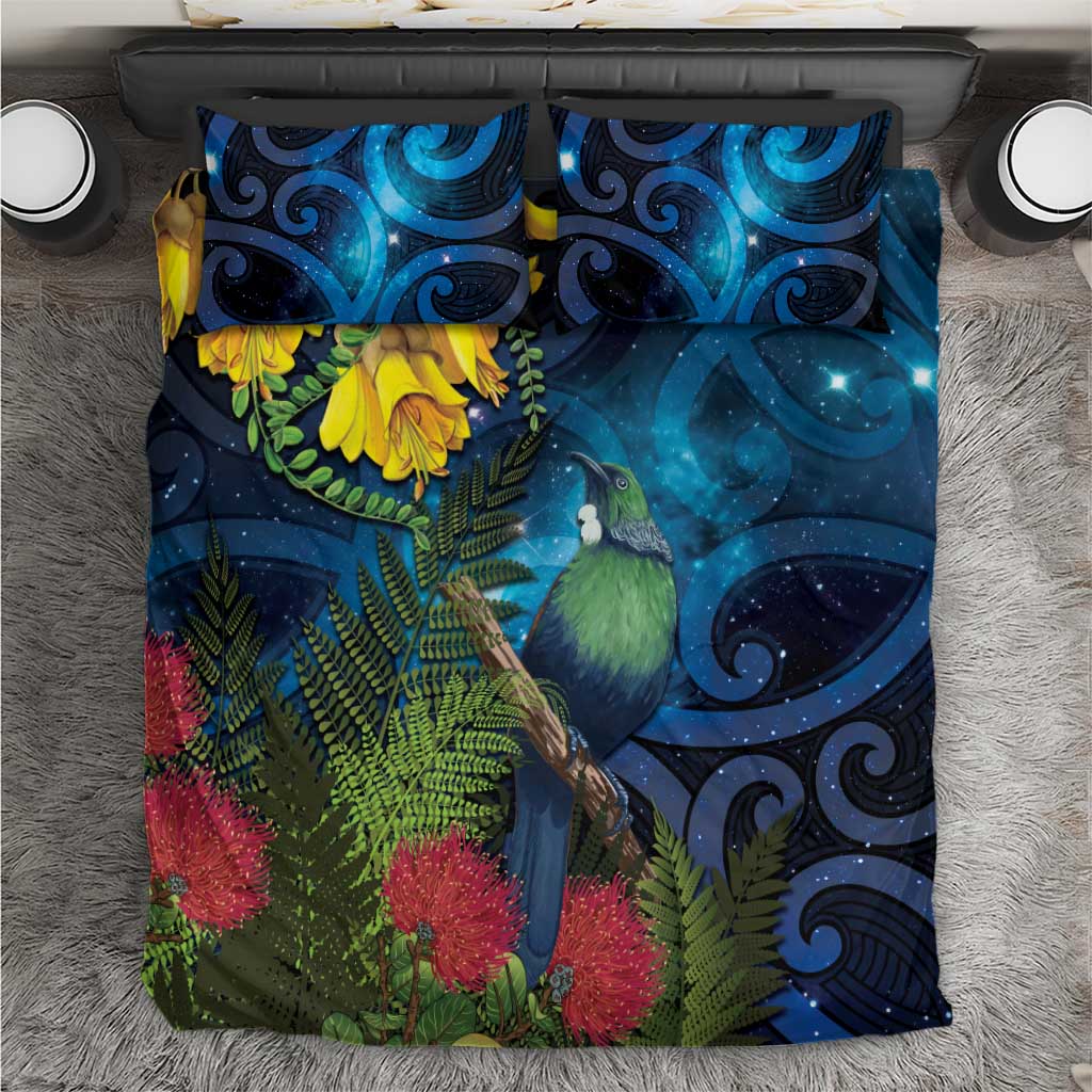 Tui Bird New Zealand Starry Sky Bedding Set Maori Koru