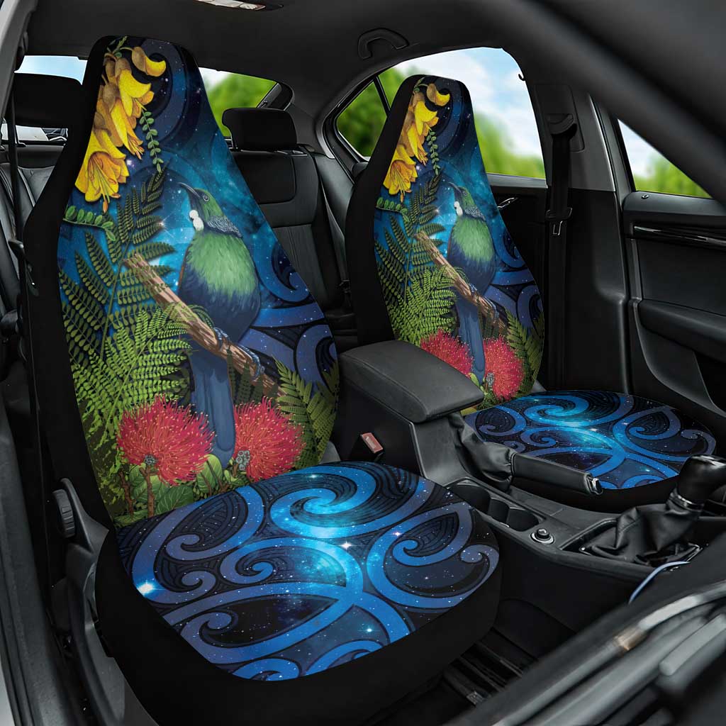 Tui Bird New Zealand Starry Sky Car Seat Cover Maori Koru