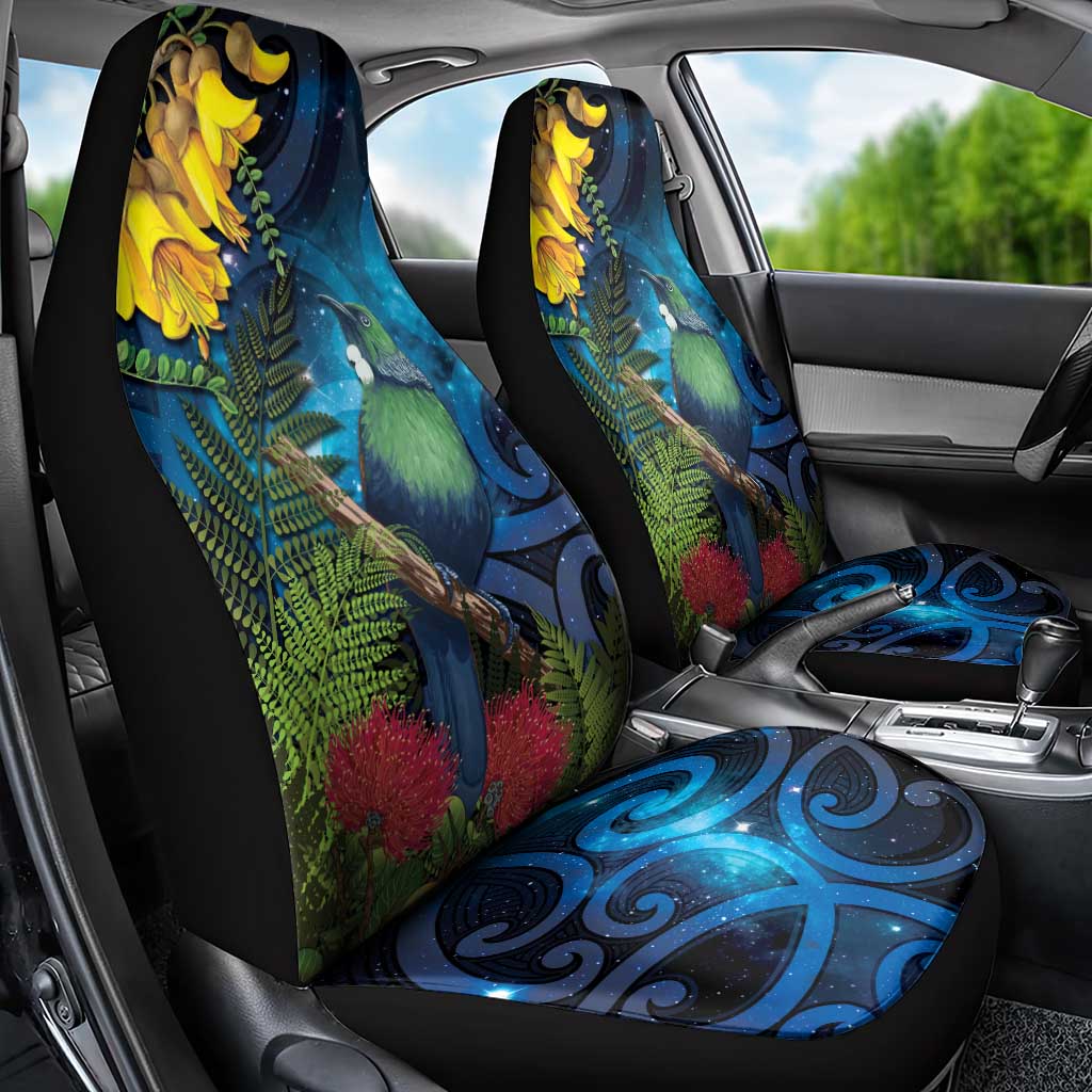 Tui Bird New Zealand Starry Sky Car Seat Cover Maori Koru