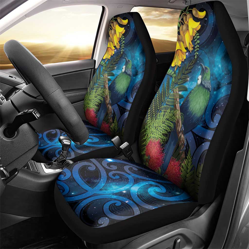 Tui Bird New Zealand Starry Sky Car Seat Cover Maori Koru